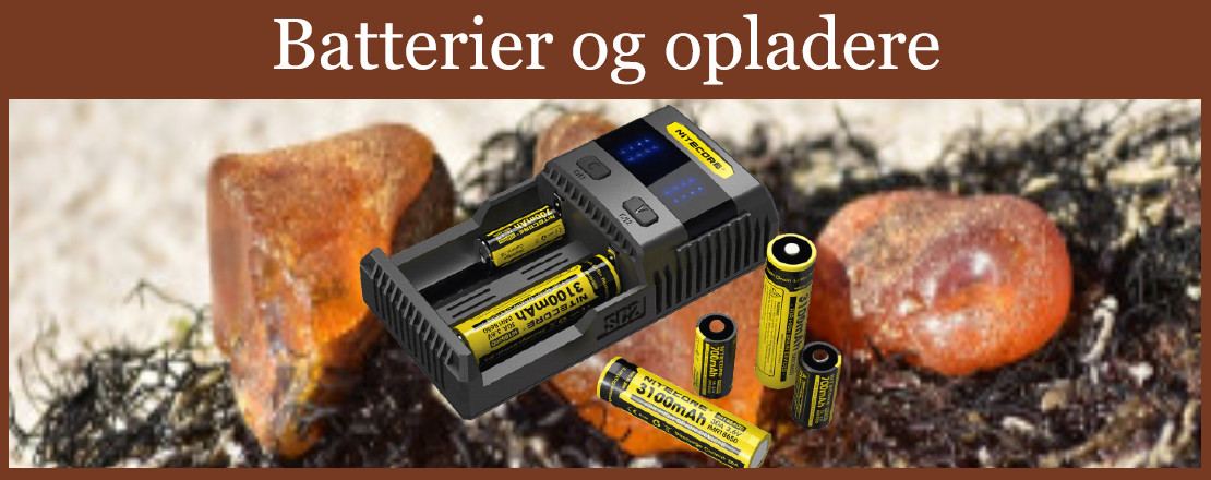 Batterier og opladere til Ravlygter